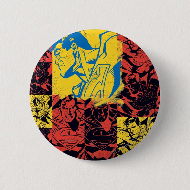 Superman Yellow and Red 6 Cm Round Badge (Front)
