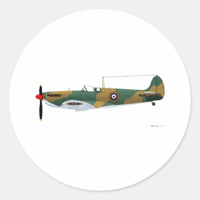 Supermarine Spitfire Classic Round Sticker (Front)