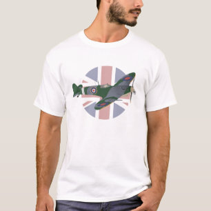 Supermarine Spitfire Fighter Aircraft with Flag T-Shirt