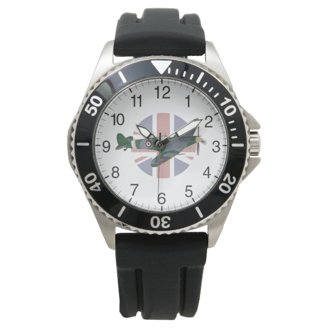 Supermarine Spitfire Fighter Aircraft with Flag Watch (Front)