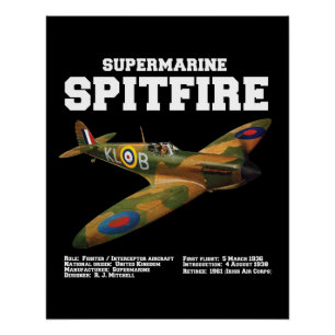Supermarine Spitfire   WW2 Plane Poster