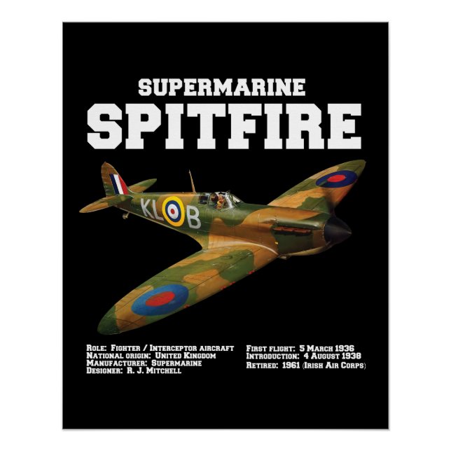 Supermarine Spitfire | WW2 Plane Poster (Front)