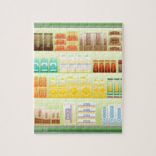 supermarket shelf coffee tea grains jigsaw puzzle (Vertical)