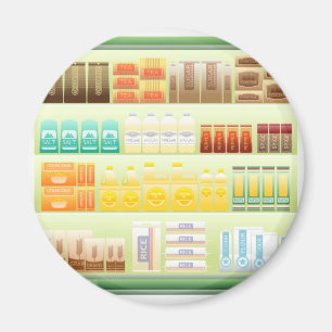 supermarket shelf coffee tea grains magnet