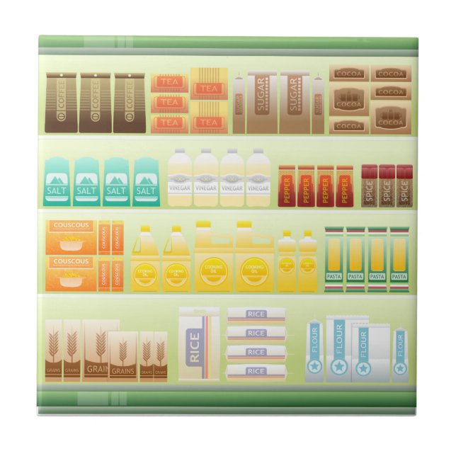 supermarket shelf coffee tea grains tile (Front)