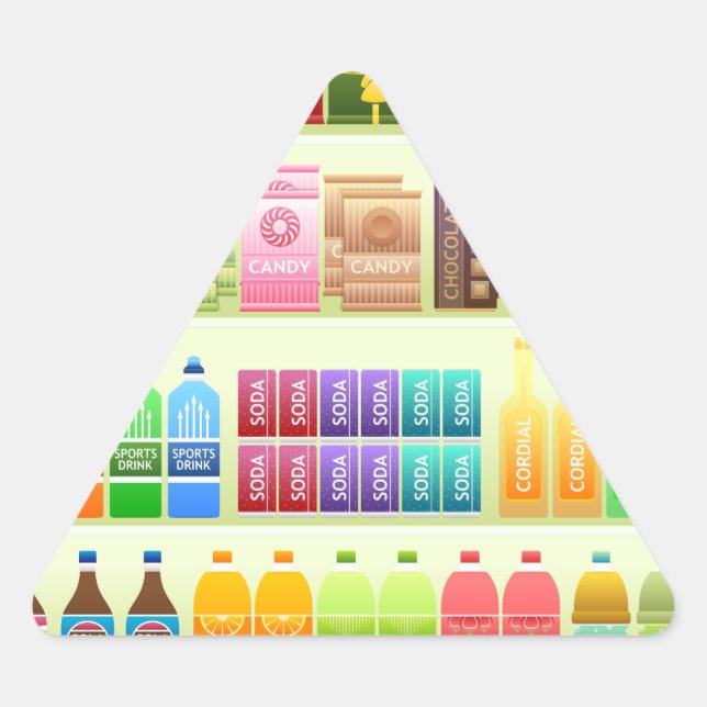 supermarket shelf products snacks triangle sticker (Front)