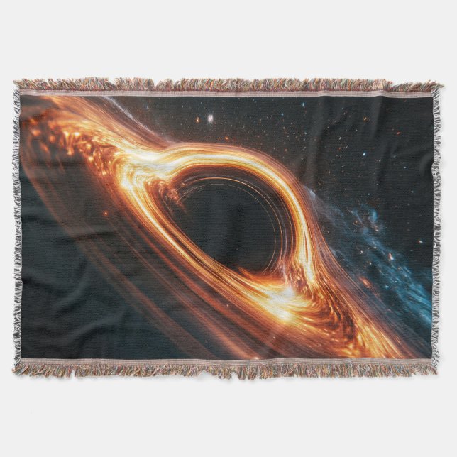 Supermassive Black Hole Accretion Disc Space Art  Throw Blanket (Front)