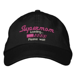Supermom Loading Please Wait Super MOM Embroidered Hat