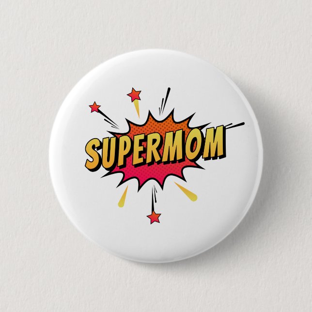 Supermom Retro Comic Pop Art | Pin Button (Front)
