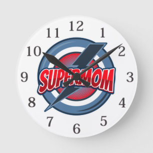 Supermom Super Mom Mother's Day Round Clock