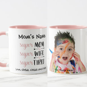 SuperMom Super Wife Super Tired Customisable Photo Mug