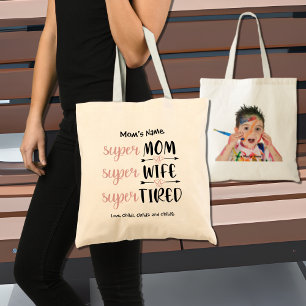 SuperMom Super Wife Super Tired Customisable Photo Tote Bag