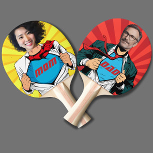 Supermom vs. Superdad - Customisable Ping Pong Paddle