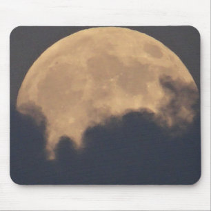 Supermoon in grey clouds mouse pad