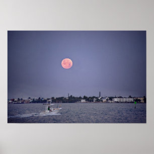 Supermoon Moonset over Marathon, Florida Poster