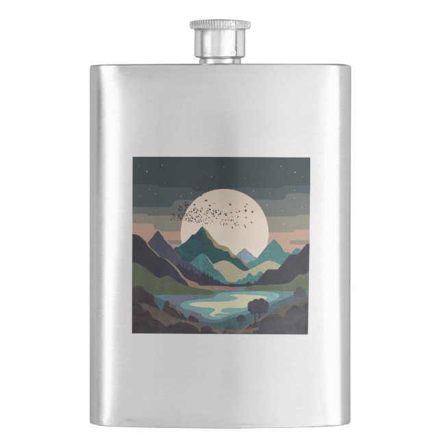 Supermoon On The Lake Hip Flask (Front)