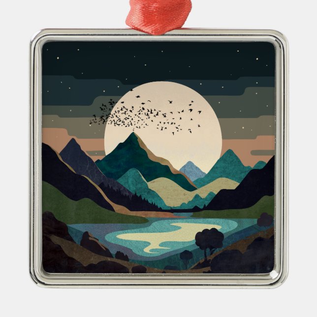 Supermoon On The Lake Metal Tree Decoration (Front)