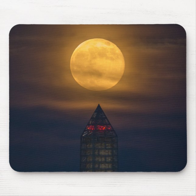 Supermoon Over Washington Monument Mouse Pad (Front)