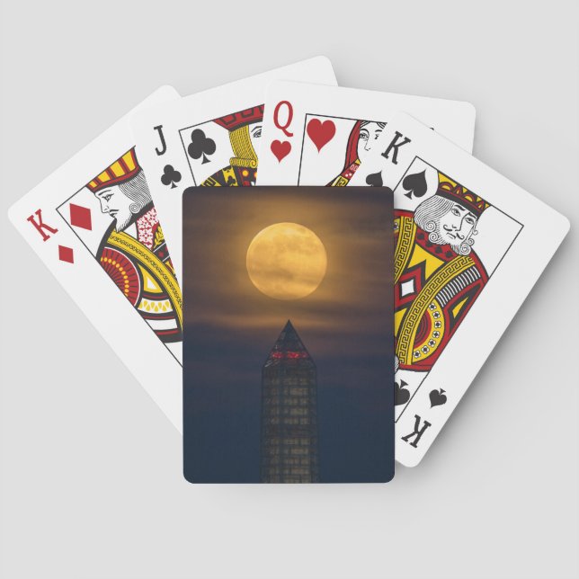 Supermoon Over Washington Monument Playing Cards (Back)