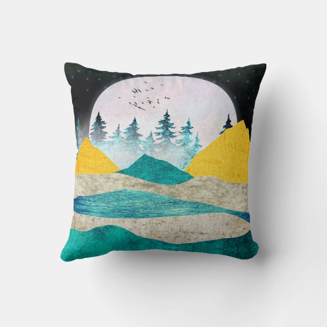 Supermoon Rising Landscape Cushion (Back)