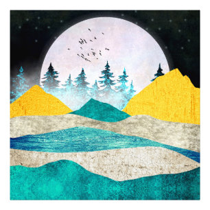 Supermoon Rising Landscape Photo Print