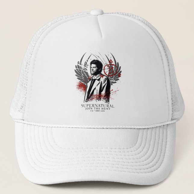 Supernatural Castiel Graffiti Graphic Trucker Hat (Front)