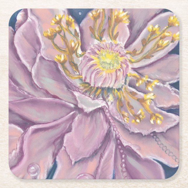 Supernatural Flower Square Paper Coaster (Front)