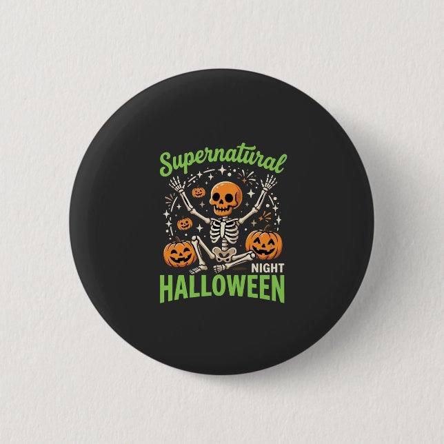 Supernatural Skeleton Halloween Vector Design_1 6 Cm Round Badge (Front)