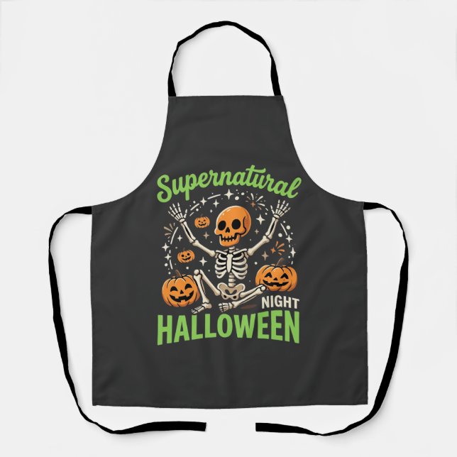 Supernatural Skeleton Halloween Vector Design_1 Apron (Front)
