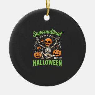 Supernatural Skeleton Halloween Vector Design_1 Ceramic Tree Decoration