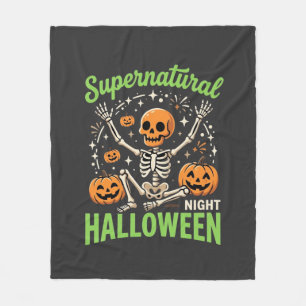 Supernatural Skeleton Halloween Vector Design_1 Fleece Blanket