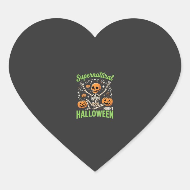 Supernatural Skeleton Halloween Vector Design_1 Heart Sticker (Front)