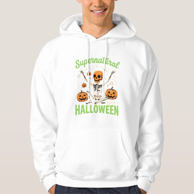 Supernatural Skeleton Halloween Vector Design_1 Hoodie (Front)