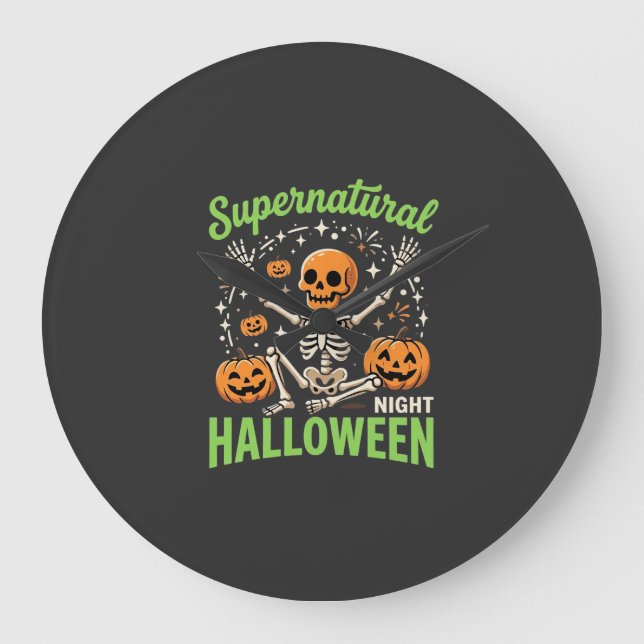 Supernatural Skeleton Halloween Vector Design_1 Large Clock (Front)