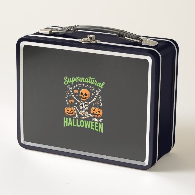 Supernatural Skeleton Halloween Vector Design_1 Metal Lunch Box (Front)