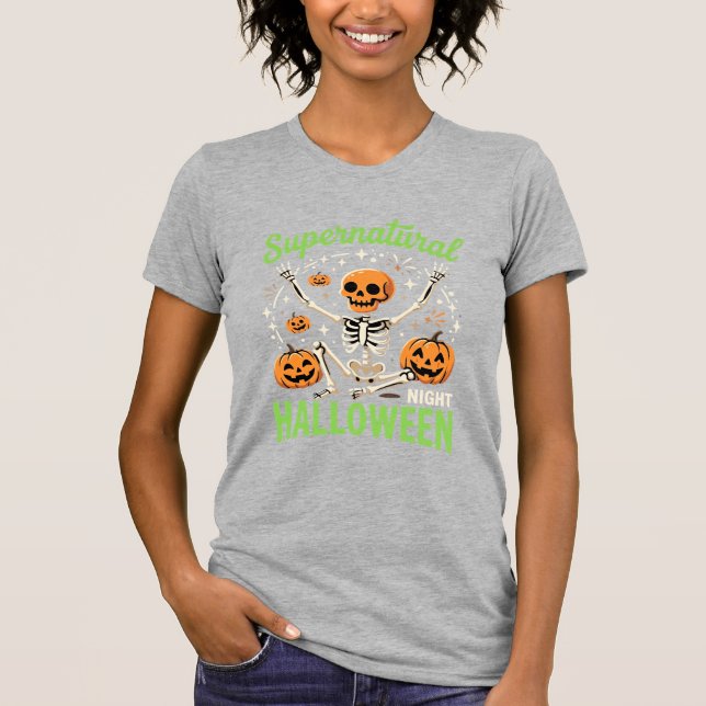 Supernatural Skeleton Halloween Vector Design_1 T-Shirt (Front)