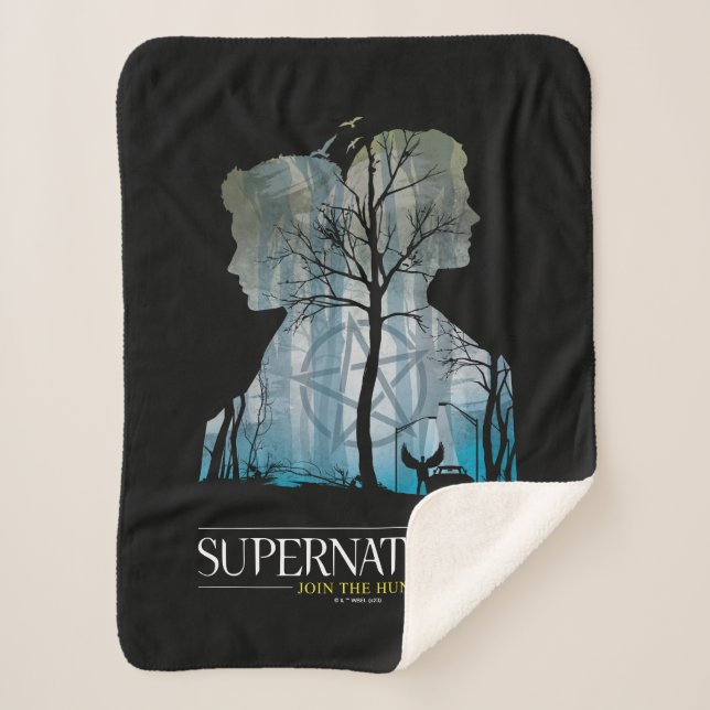 Supernatural Winchester Bros Forest Graphic Sherpa Blanket (Front)