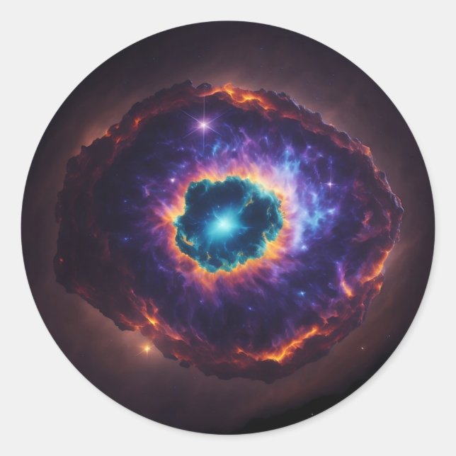 Supernova Explosion in Star-Filled Night Sky Classic Round Sticker (Front)
