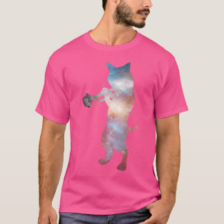 Supernova Galaxy Space Cat Silhouette With Trumpet T-Shirt