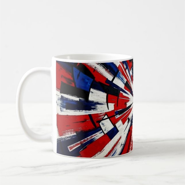 Supernova Pop – Abstract Geometric Explosion Coffee Mug (Left)
