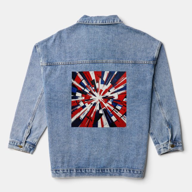 Supernova Pop – Abstract Geometric Explosion Denim Jacket (Back)