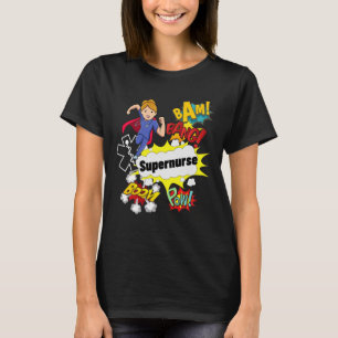 Supernurse Comic Superhero Style Rn Woman Nursing  T-Shirt