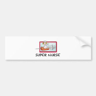 supernurse - Humourous Cartoon Nurse on Syringe. Bumper Sticker