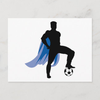 supero hero soccer player postcard