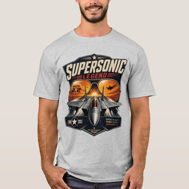 Supersonic Legend Mach 2.2 Fighter Jet  T-Shirt (Front)