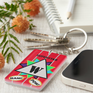 Superstar Cartoon Monogram Red Black Key Ring