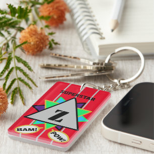 Superstar Cartoon Monogram Red Blue Green Key Ring