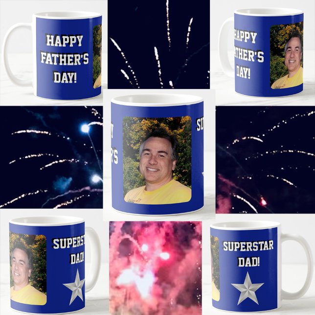 "Superstar Dad" Father's Day Blue/Grey Coffee Mug (Creator Uploaded)