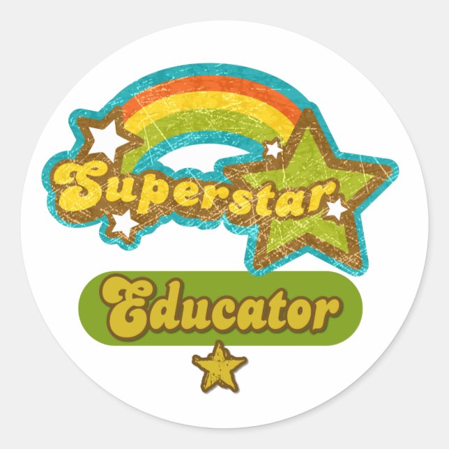 Superstar Educator Classic Round Sticker (Front)