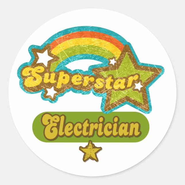 Superstar Electrician Classic Round Sticker (Front)